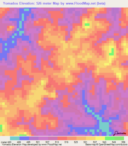 Yomadou,Guinea Elevation Map