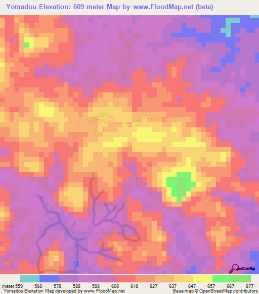 Yomadou,Guinea Elevation Map