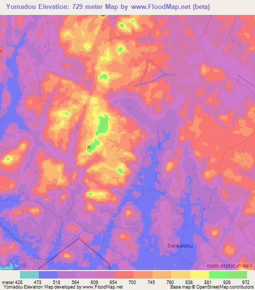 Yomadou,Guinea Elevation Map