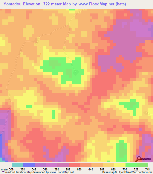 Yomadou,Guinea Elevation Map