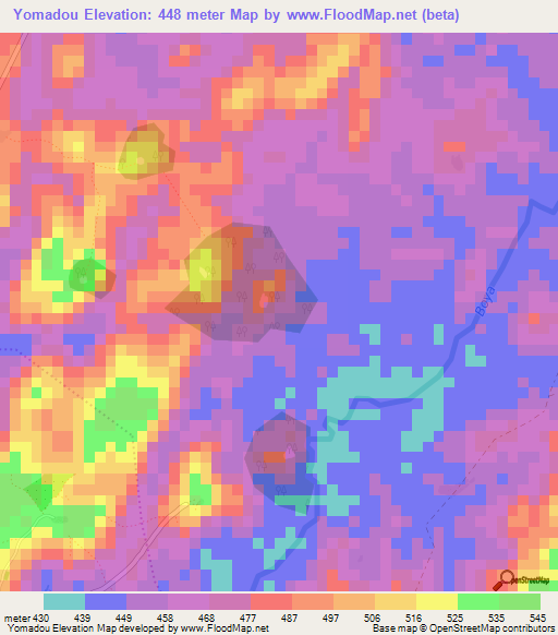 Yomadou,Guinea Elevation Map