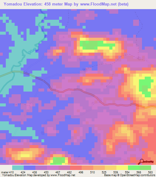 Yomadou,Guinea Elevation Map