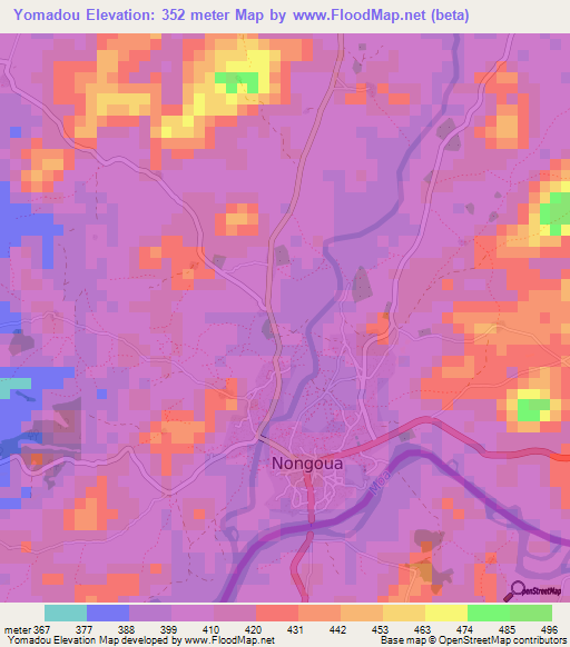 Yomadou,Guinea Elevation Map