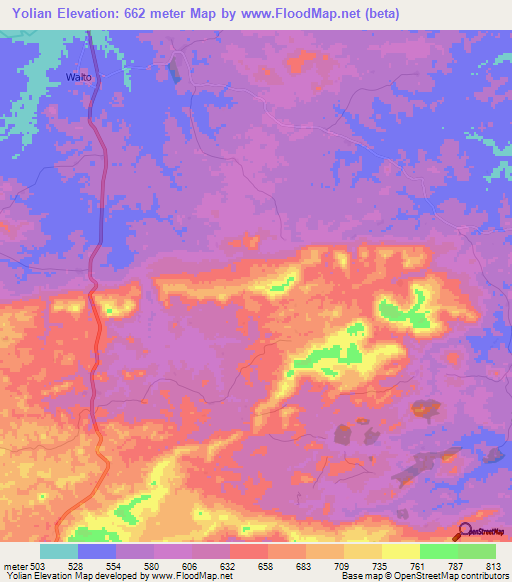 Yolian,Guinea Elevation Map