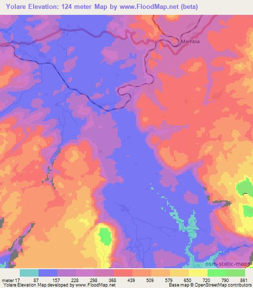 Yolare,Guinea Elevation Map