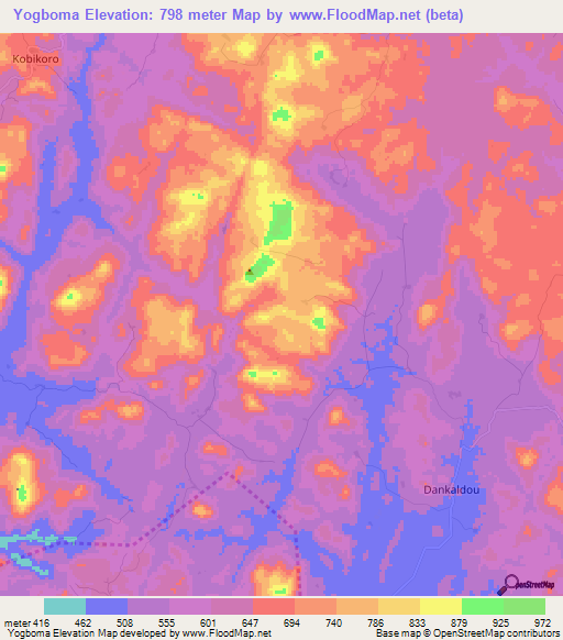 Yogboma,Guinea Elevation Map