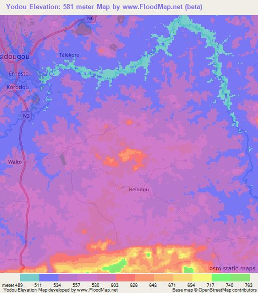 Yodou,Guinea Elevation Map