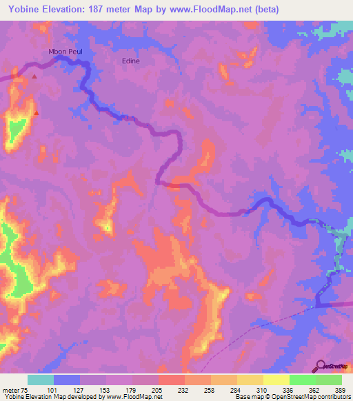 Yobine,Guinea Elevation Map