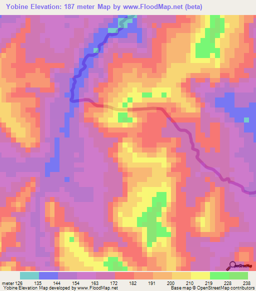 Yobine,Guinea Elevation Map