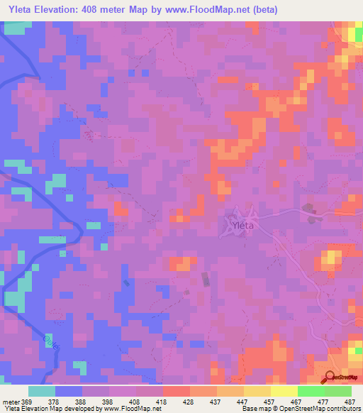 Yleta,Guinea Elevation Map