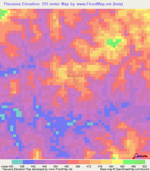 Yleouena,Guinea Elevation Map