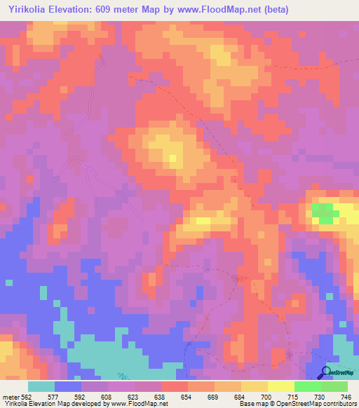 Yirikolia,Guinea Elevation Map