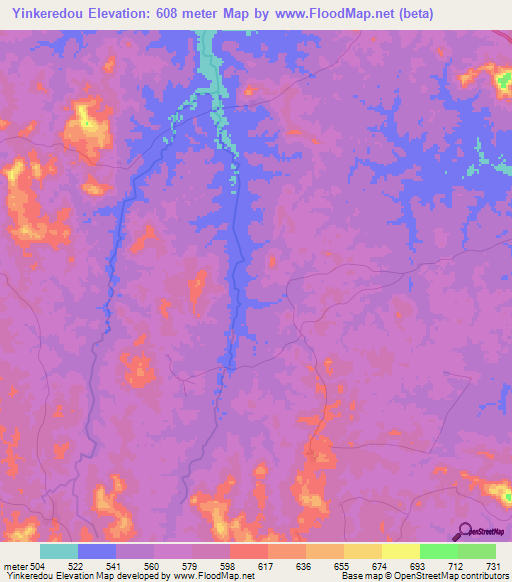 Yinkeredou,Guinea Elevation Map