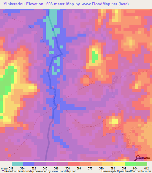 Yinkeredou,Guinea Elevation Map