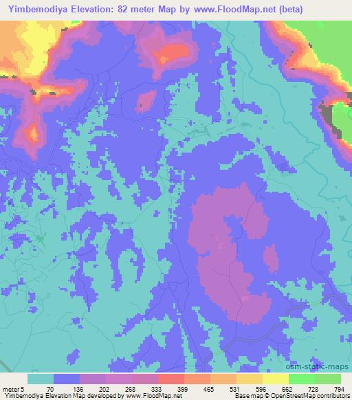 Yimbemodiya,Guinea Elevation Map