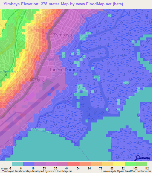 Yimbaya,Guinea Elevation Map