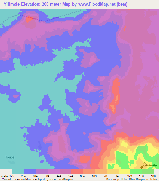 Yilimale,Guinea Elevation Map