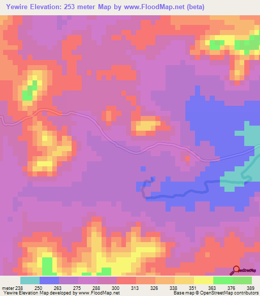 Yewire,Guinea Elevation Map