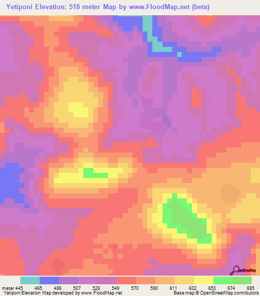 Yetiponi,Guinea Elevation Map