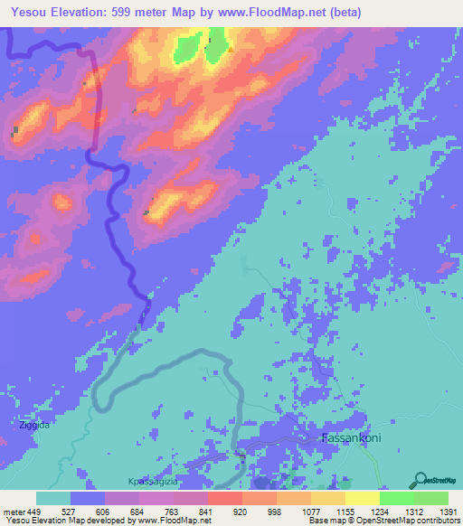 Yesou,Guinea Elevation Map