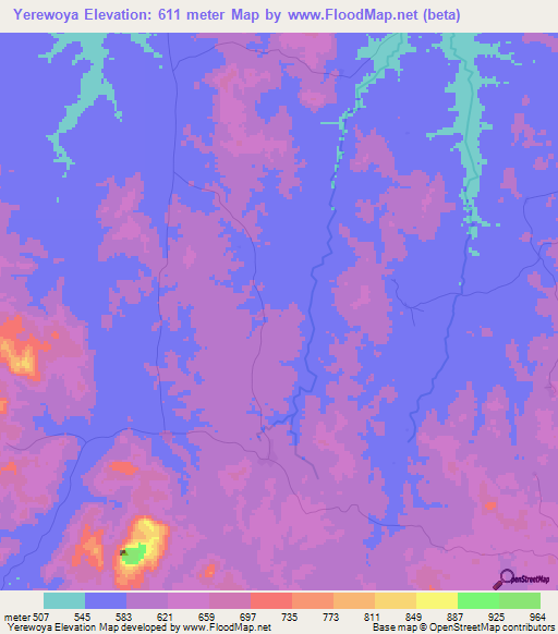 Yerewoya,Guinea Elevation Map