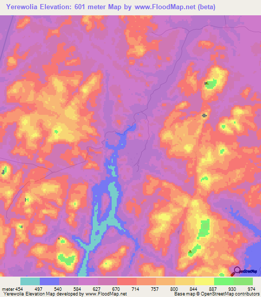 Yerewolia,Guinea Elevation Map