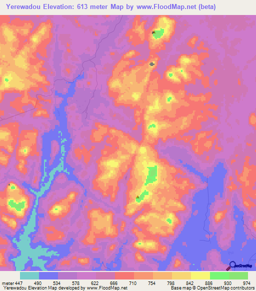 Yerewadou,Guinea Elevation Map