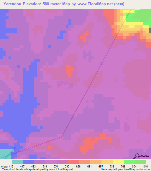 Yerendou,Guinea Elevation Map