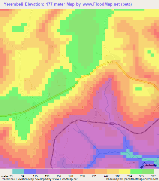 Yerembeli,Guinea Elevation Map