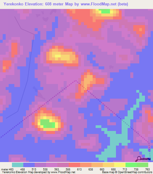 Yerekonko,Guinea Elevation Map