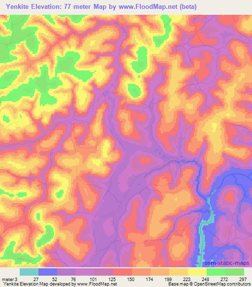 Yenkite,Guinea Elevation Map