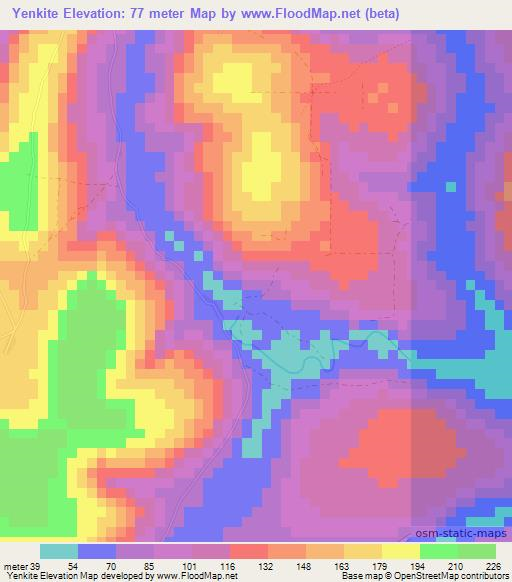 Yenkite,Guinea Elevation Map