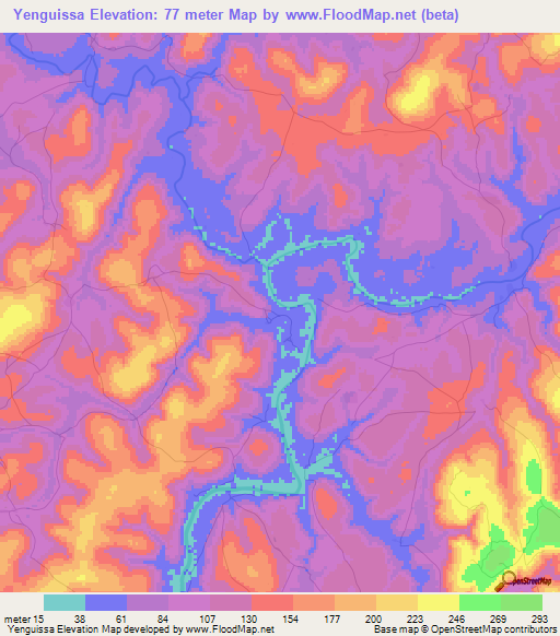 Yenguissa,Guinea Elevation Map