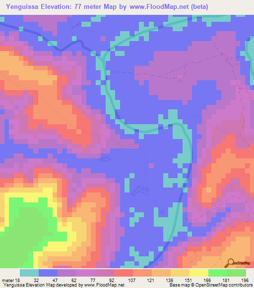 Yenguissa,Guinea Elevation Map