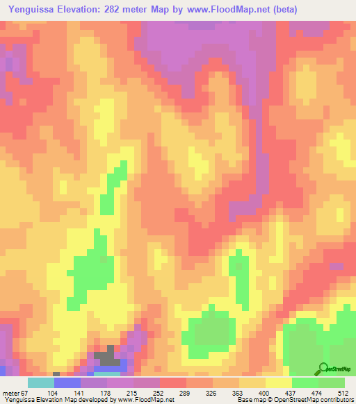 Yenguissa,Guinea Elevation Map