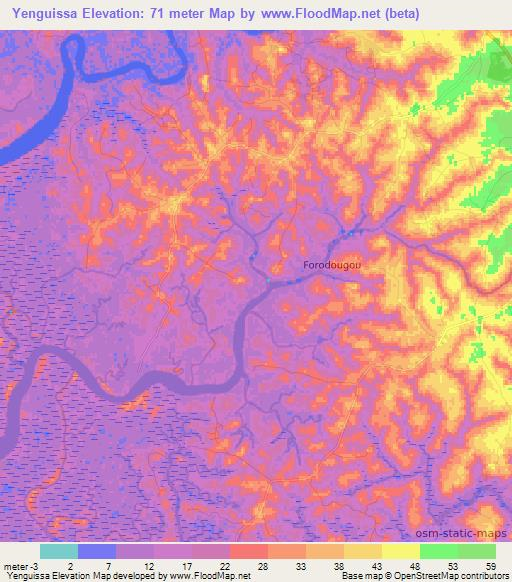 Yenguissa,Guinea Elevation Map