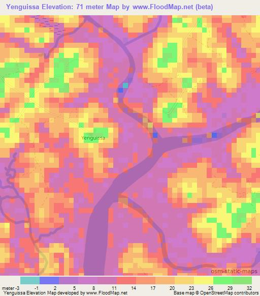 Yenguissa,Guinea Elevation Map