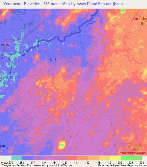 Yenguema,Guinea Elevation Map