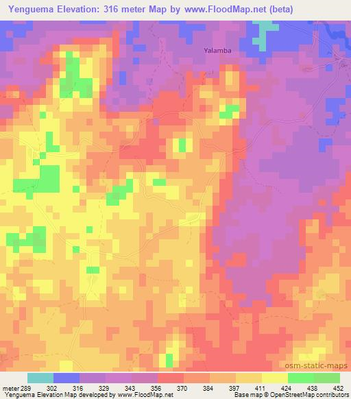 Yenguema,Guinea Elevation Map