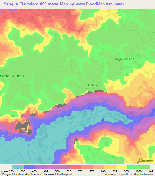 Yengue,Guinea Elevation Map