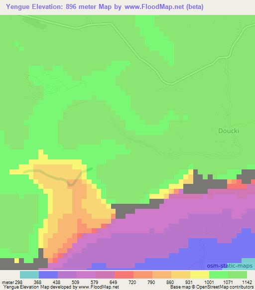 Yengue,Guinea Elevation Map