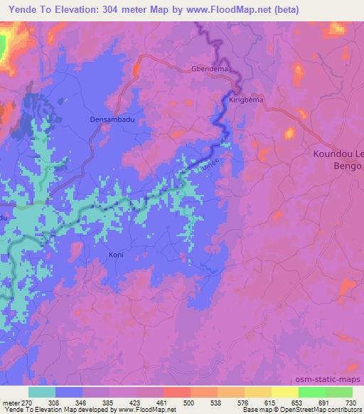 Yende To,Guinea Elevation Map