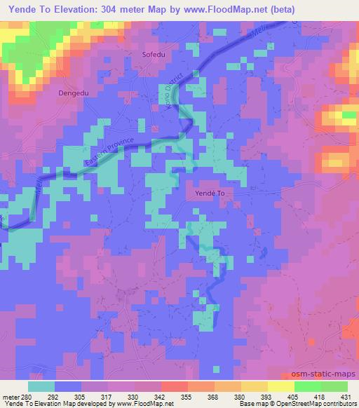 Yende To,Guinea Elevation Map
