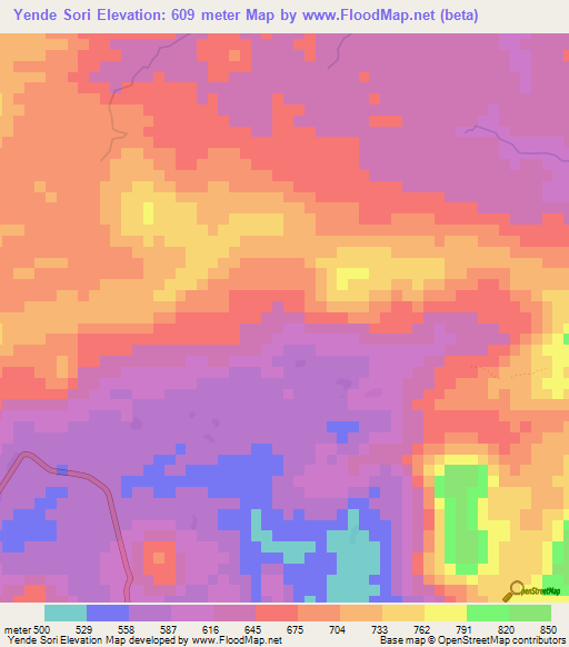 Yende Sori,Guinea Elevation Map