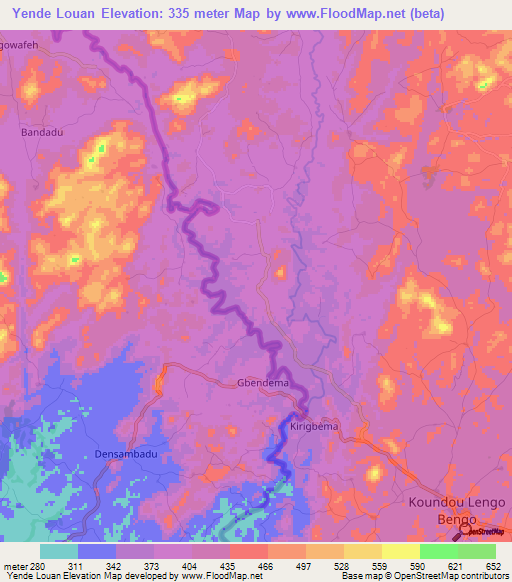 Yende Louan,Guinea Elevation Map