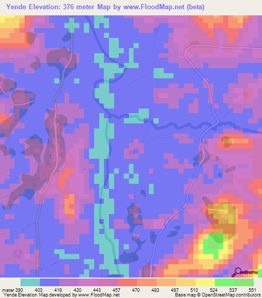 Yende,Guinea Elevation Map