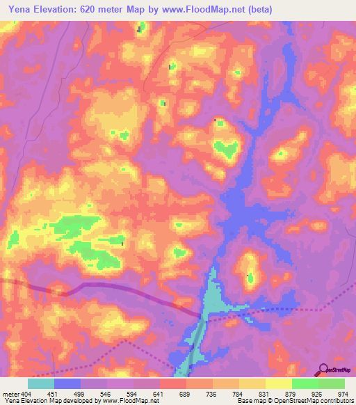 Yena,Guinea Elevation Map