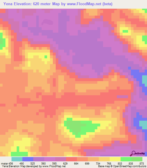 Yena,Guinea Elevation Map