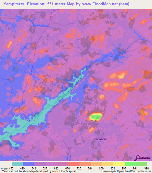 Yempitazou,Guinea Elevation Map