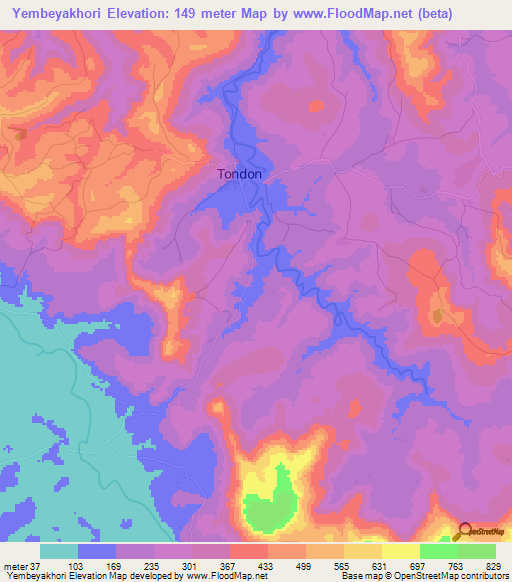 Yembeyakhori,Guinea Elevation Map